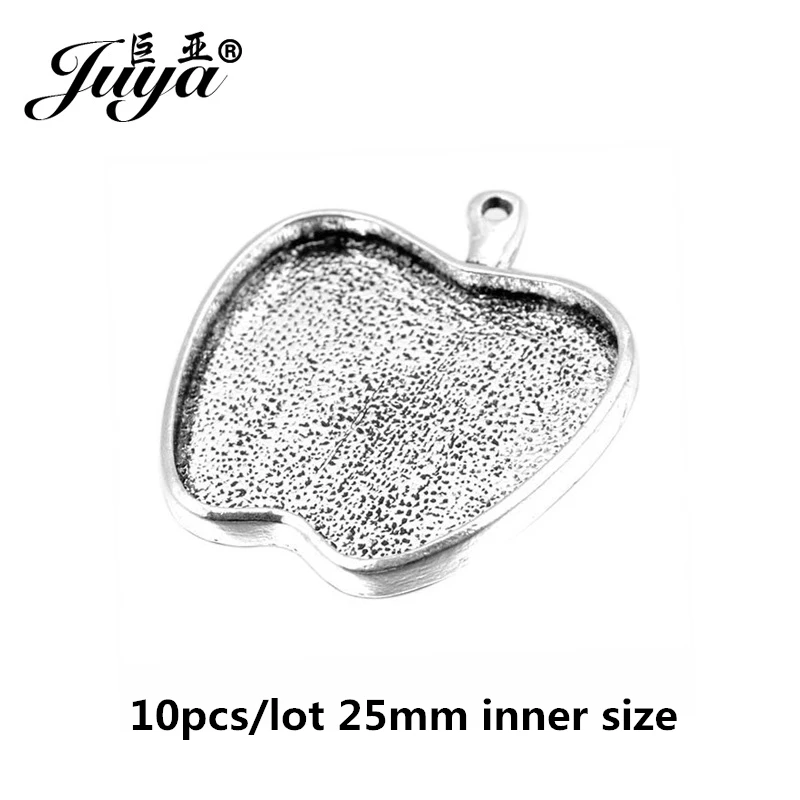 Ancient Silver JUYA 10 шт./лот, подвеска из цинкового сплава, пустая Камея, кабошон, Базовая установка для DIY, ожерелье, подвеска, ювелирные изделия, принадлежности для изготовления - Цвет: Ancient Silver
