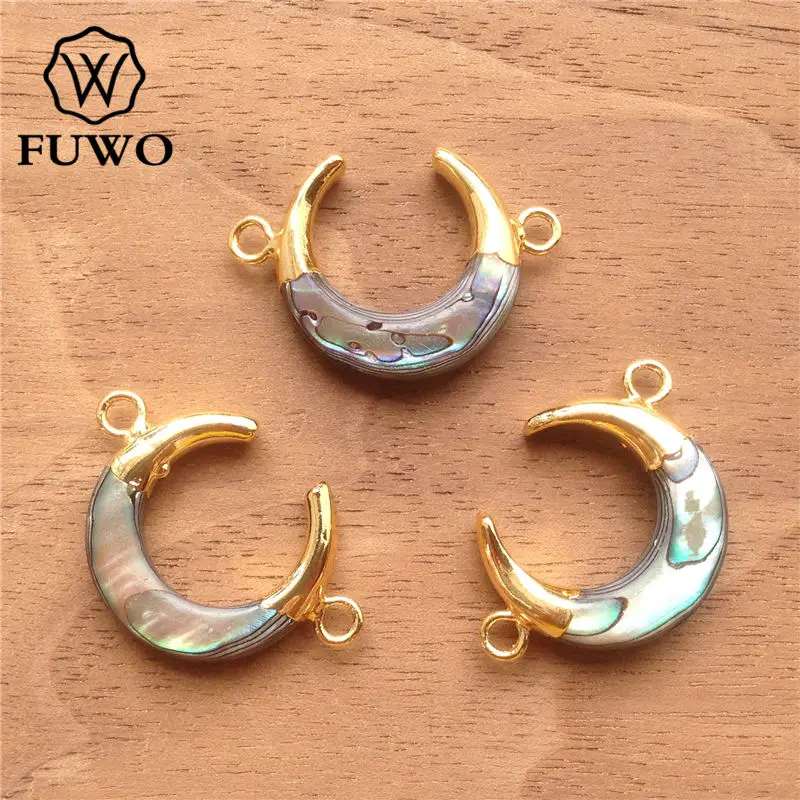 Коннектор Полумесяца FUWO Abalone с золотым наполнителем 24 К модная двойная подвеска