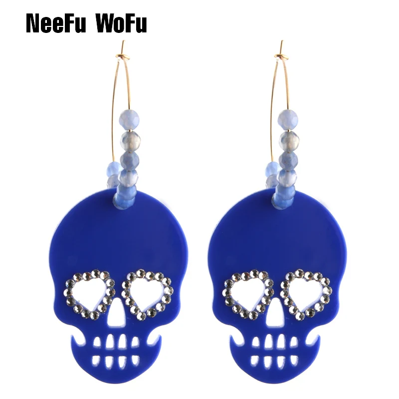 Висячие серьги NeeFu WoFu с черепом полимерная серьга натуральным камнем Большой