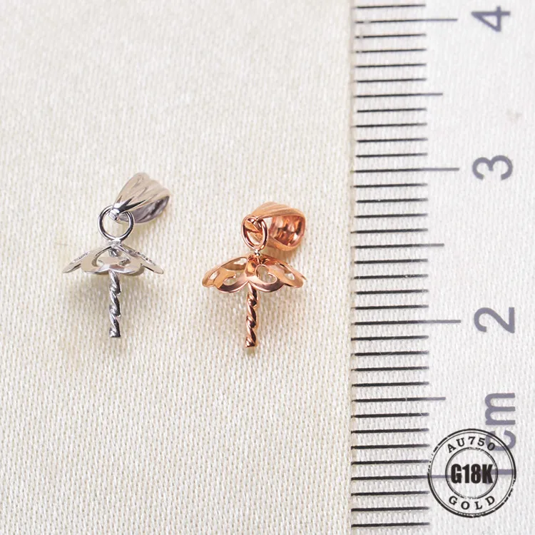 

Luxury genuine G18K Gold Accessories Fashion Pearl Pendant Settings Findings Pendant Mountings Women Accessories Female Jewwelry