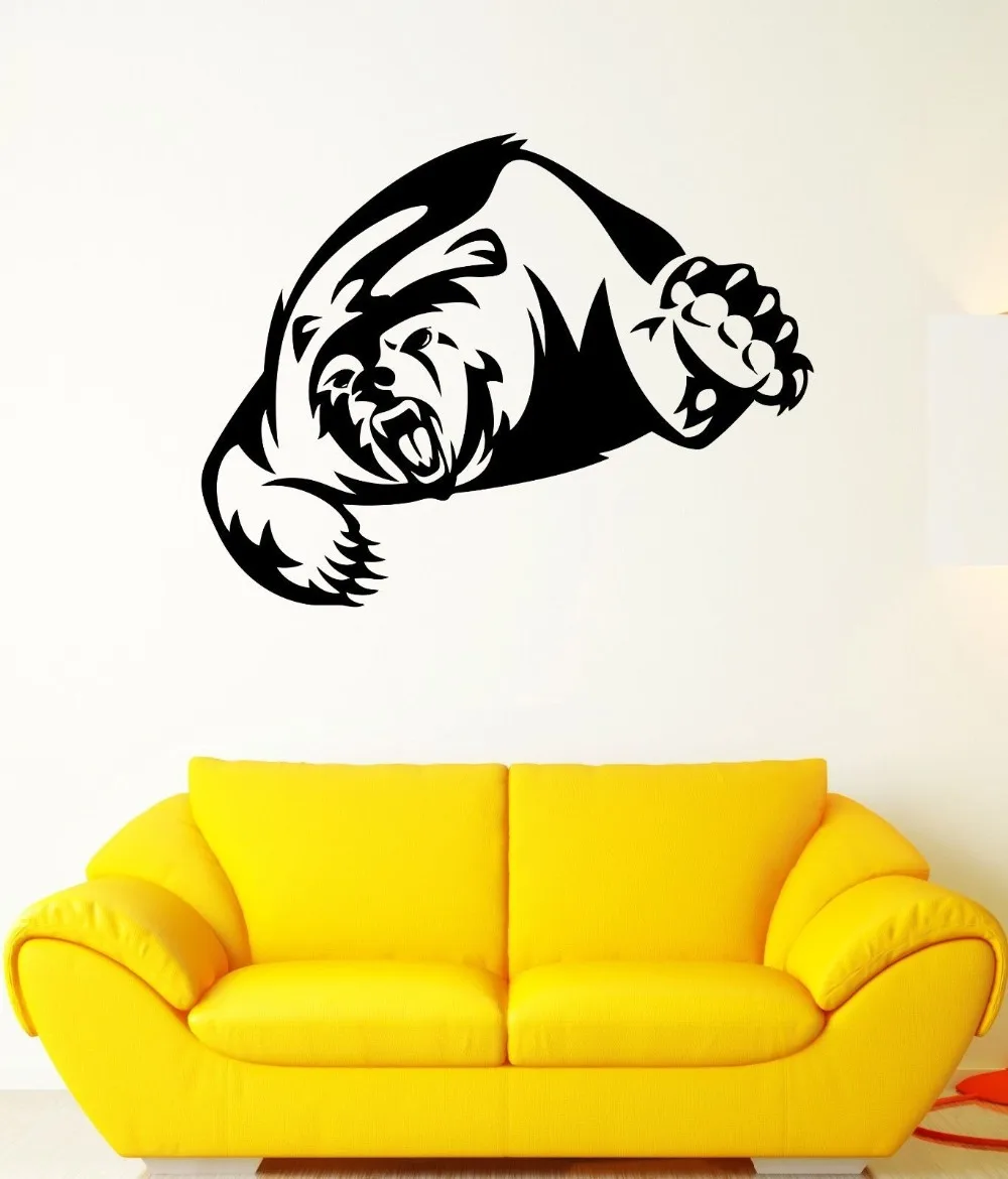 Наклейка на стену коричневый гризли медведь животное свирепый Хищник виниловые