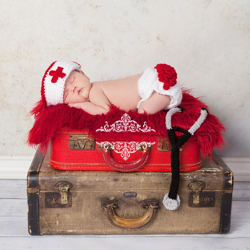 Baby photography props cute doctor clothing knit infant suit newborn photo prop shooting toddler girl boy fotografie accessories | Детская