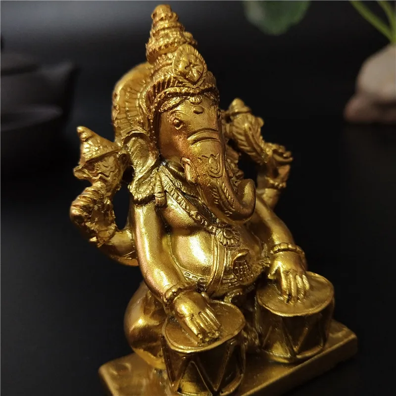 Статуя Будды Golden Lord Ganesha музыкальная статуя бога слона статуэтка Ганеша