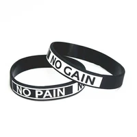 1pc hot sale fashion silicone bracelet motto no pain no gain silicone wristband bracelets bangles gift sh073