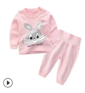 Rabbit Новинка; осенне-зимнее хлопковое нижнее белье с длинными рукавами; осенние пижамы; одежда для малышей; штаны с высокой талией для защиты живота; нижнее белье - Цвет: Rabbit