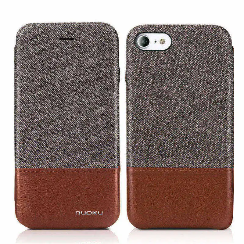 Флип-чехол, Роскошный чехол Koeienhuid Lederen Telefoon чехол NUOKU для iPhone7 8 Plus X Portemonnee Kaart Tas Zachte - Цвет: Brown