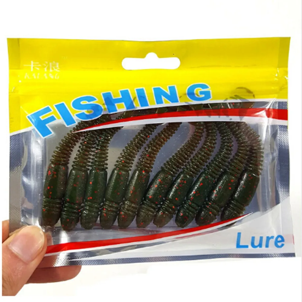10 шт./лот 5-Цвет футболка из шифона и удлиненным шлейфом червь приманки 75 мм/3,1g силиконовый приманка искусственная наживка для рыбалки Плавание червь приманки мягкая сборка Аксессуары - Цвет: 05