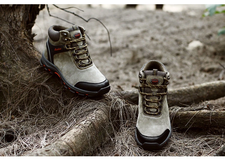 Зимние теплые ботинки; Мужская походная обувь; Водонепроницаемая кожаная обувь; обувь для альпинизма и рыбалки; Новинка; популярная мужская Уличная обувь с высоким берцем