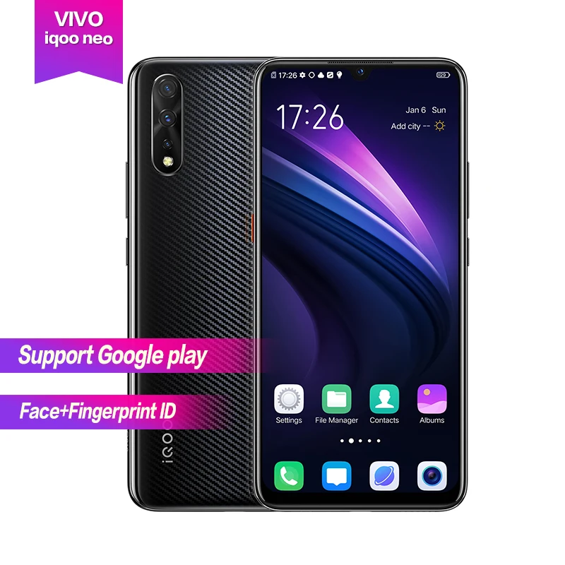 Vivo iqoo Neo Android 9 0 6 38 &quotAMOLED Полный экран 1080*2340 Восьмиядерный 6g 128g 4500mAh лицо + сканер