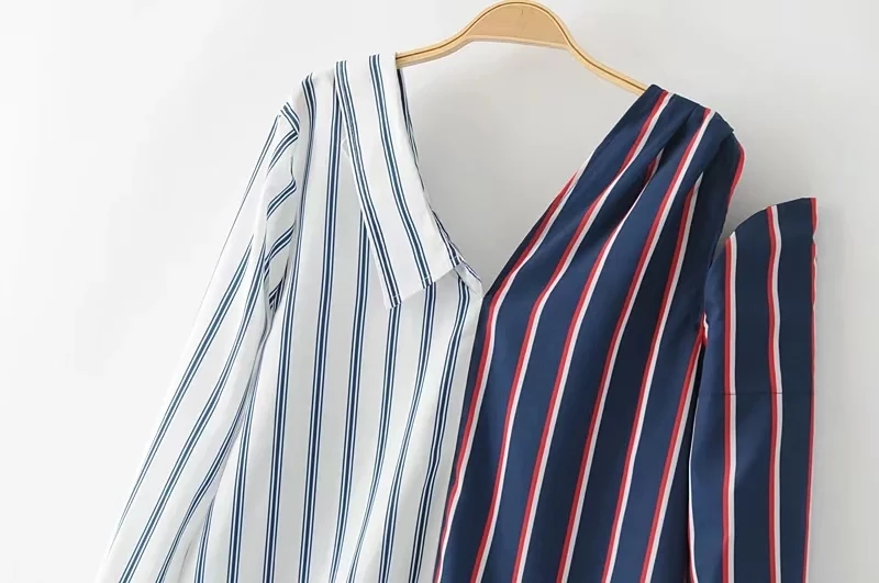 Полосатый асимметричный Топ без бретелек с открытыми плечами женские блузки 2017