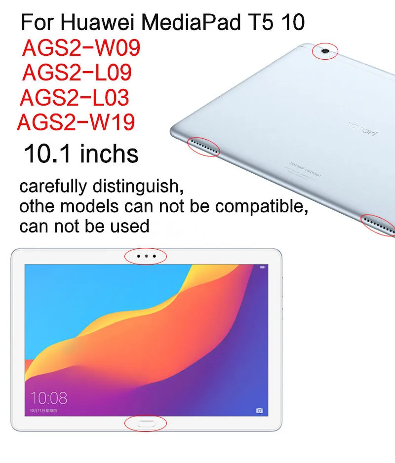 Из искусственной кожи чехол-подставка чехол для huawei MediaPad T5 10 AGS2-L09 AGS2-L03 AGS2-W09 AGS2-W19 10," планшет защитный чехол+ Защитная пленка на экран+ подставка для ручек