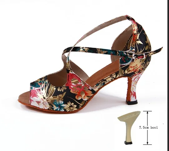 Heel 7.5cm Женская Обувь для бальных и латиноамериканских танцев, Современная обувь для танцев, сальса, Бачата, танго, замшевая подошва, каблук 7,5 см, VA40 - Цвет: Heel 7.5cm
