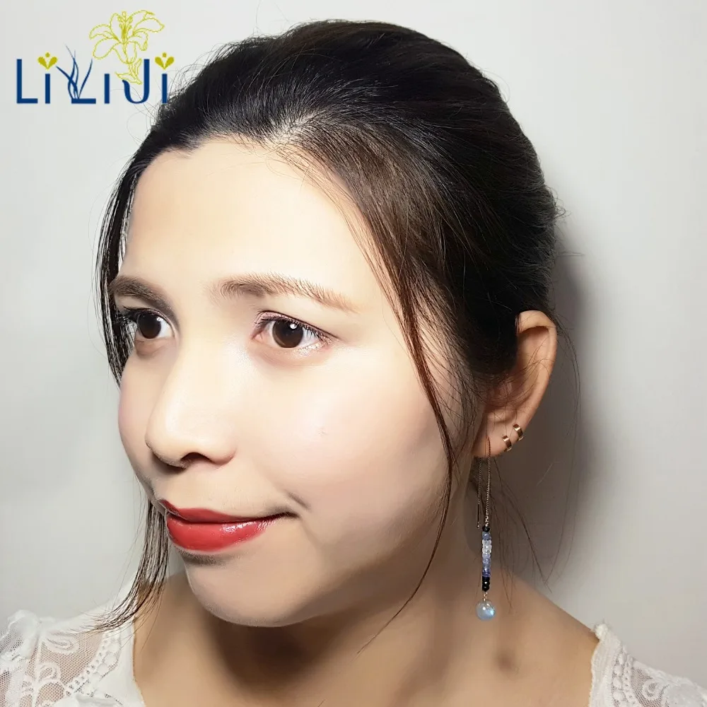 Женские длинные серьги Lii Ji из серебра 925 пробы с натуральным Сапфиром И