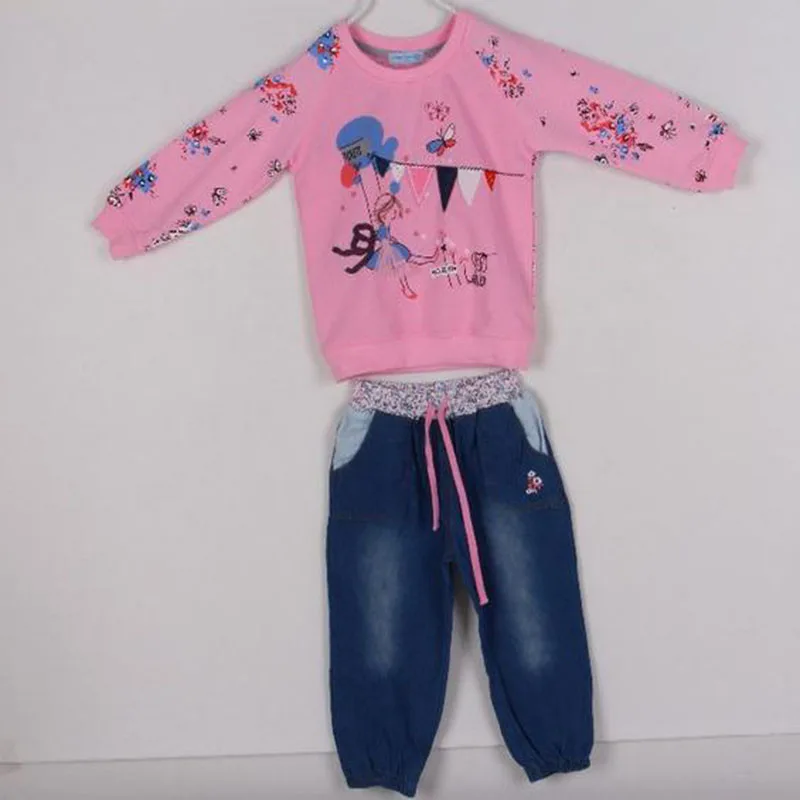 Повседневный весенне осенний комплект одежды для девочек хлопковая рубашка с