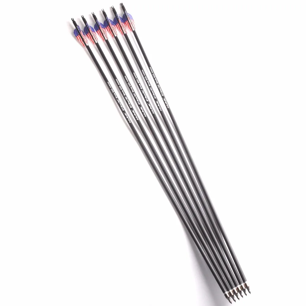 

6/12/24Pcs 30" Carbon Arrow Spine 500 Diameter 7.8mm with Replaceable Arrowhead for Compound/Recurve Bow Archery Hunting