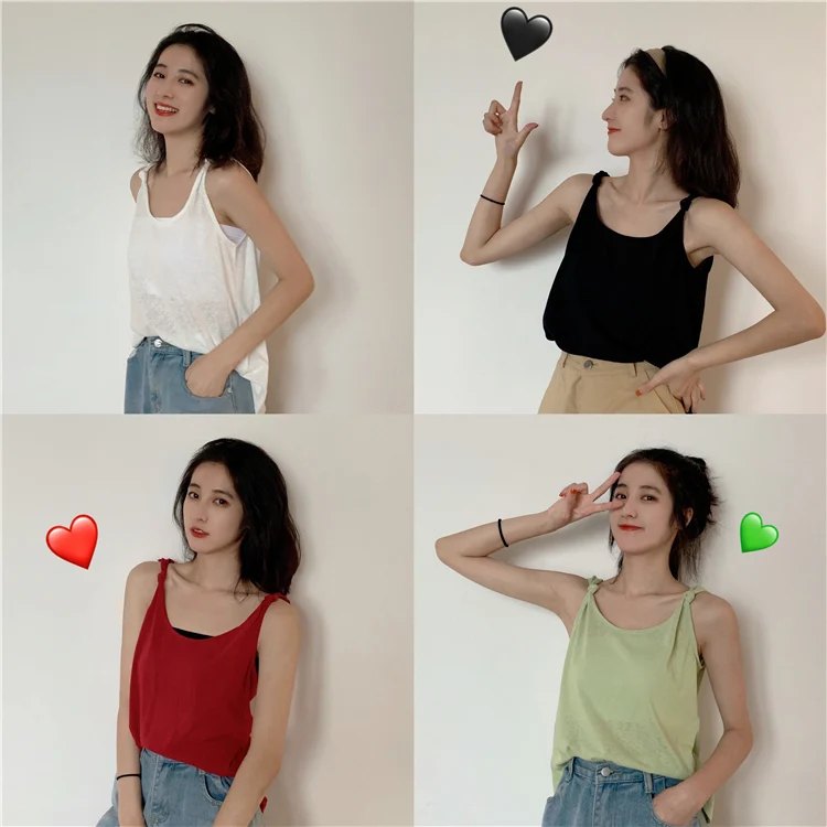 Jielur Women Tank Top Hipster Solid Color Camis Tops Female Vintage Roupas Feminina Chicly New Summer Top Women 4 Colors