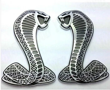Автомобиля Хром Металл Герба Знак Супер Змея Кобра 3D Логотип Левый + Правый