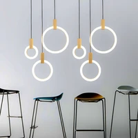 simple rings led hanging lights living room stairs dining room lighting fixtures wooden luminaires pendant lamps