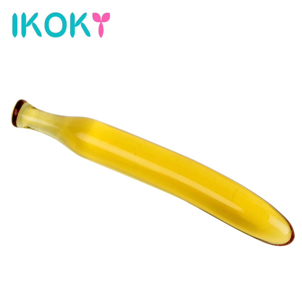 IKOKY огромный большой фаллоимитатор стеклянный с бананом Анальная пробка