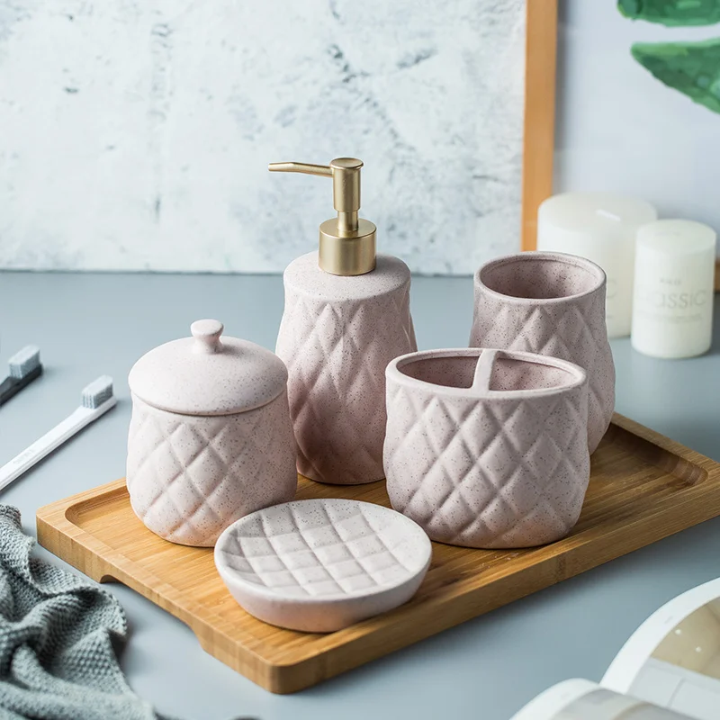 5 шт. матовый дизайн ананаса керамический набор аксессуаров для ванной