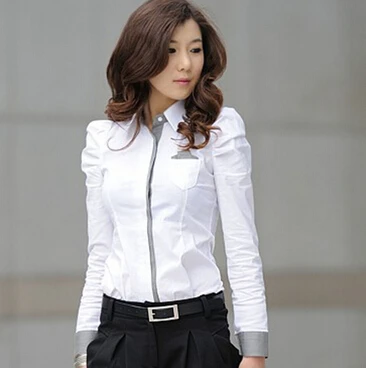 Горячая Распродажа новая модная Офисная Женская белая рубашка 2014 корейский
