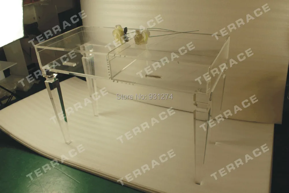 Прозрачный акриловый туалетный столик с выдвижным ящиком прозрачный люцитовый