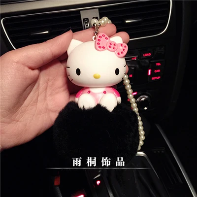 black 1 шт. hello kitty KT милый кот интерьер автомобиля кулон украшения Аниме куклы аксессуары для стайлинга автомобилей - Название цвета: black