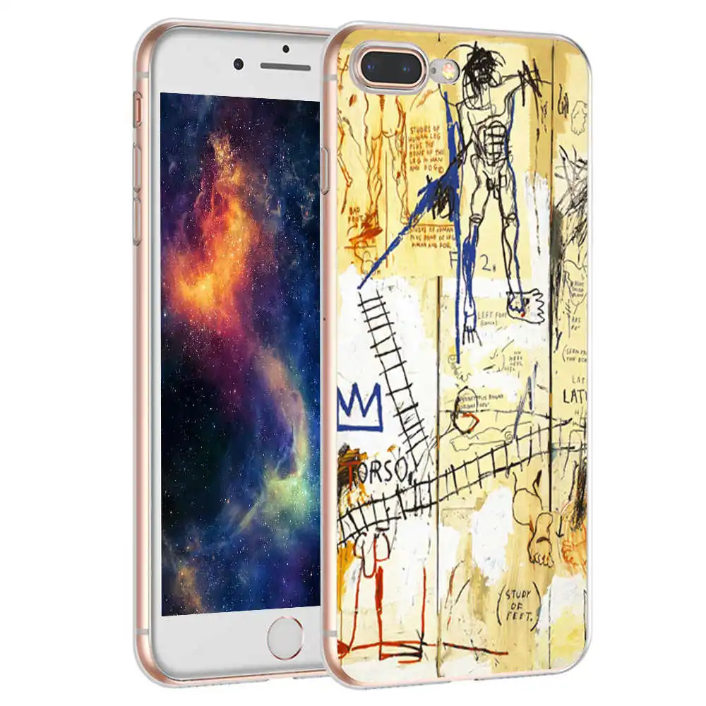 SJK2136017TM Minason, художественный чехол с граффити Jean Michel Basquiat для iPhone X, 5 S, 5S, XR, XS Max, 6, 6 S, 7, 8 Plus, мягкий силиконовый чехол для телефона, Fundas - Цвет: SJK2136017TM