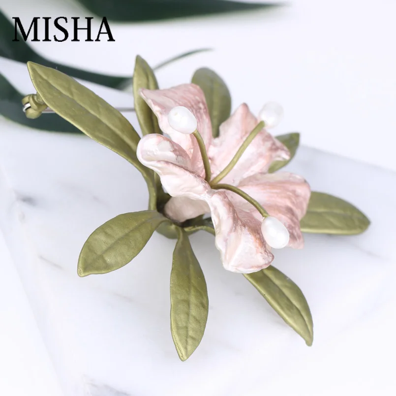 Женская Винтажная брошь в форме цветка MISHA свадебная ручной работы с натуральным