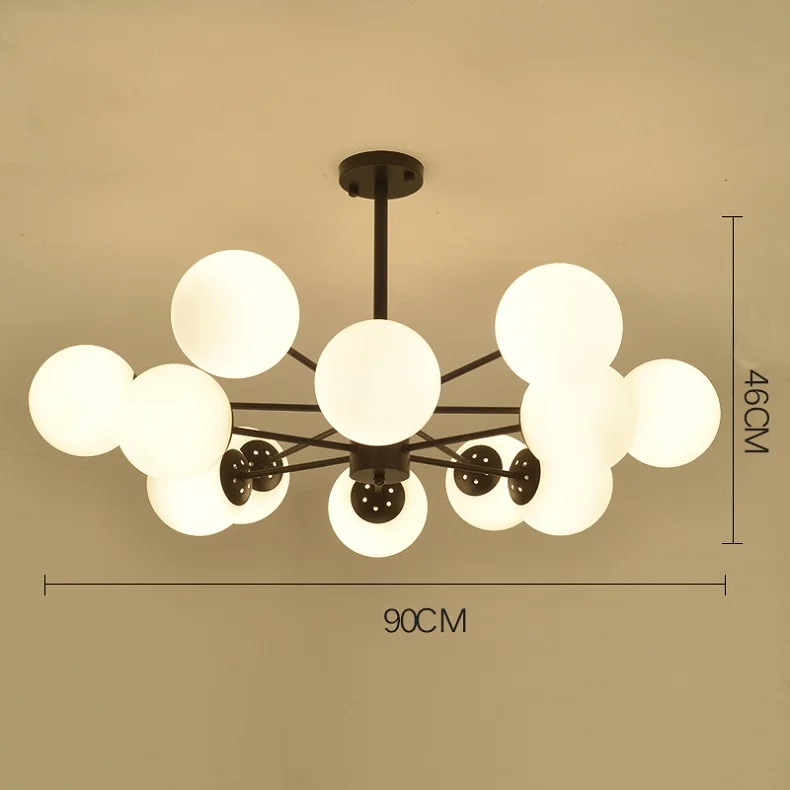 Milk Glass 12 Arms MDWELL Lustre Lustres para sala de jantar E27 светодиодный регулируемый подвесной светильник деревянные светильники для столовой - Цвет абажура: Milk Glass 12 Arms