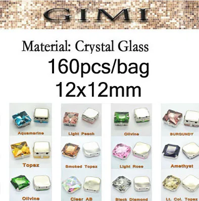 12x12mm Jet Black Square sew on rhinestone with metal claw crystal beads wholesale Factory outlets | Украшения и аксессуары