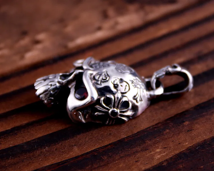 

Authentic S925 sterling silver necklace pendant personality cross skull pendant silver jewelry MEN'S pendant