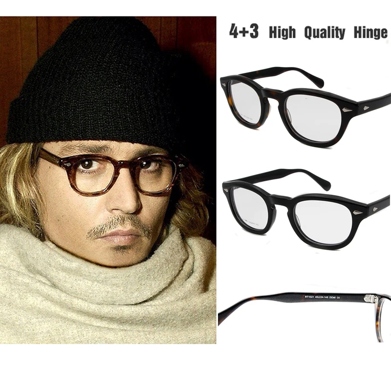 Очки oculos Johnny Depp круглые винтажные очки ручной работы в ретро стиле оптические по
