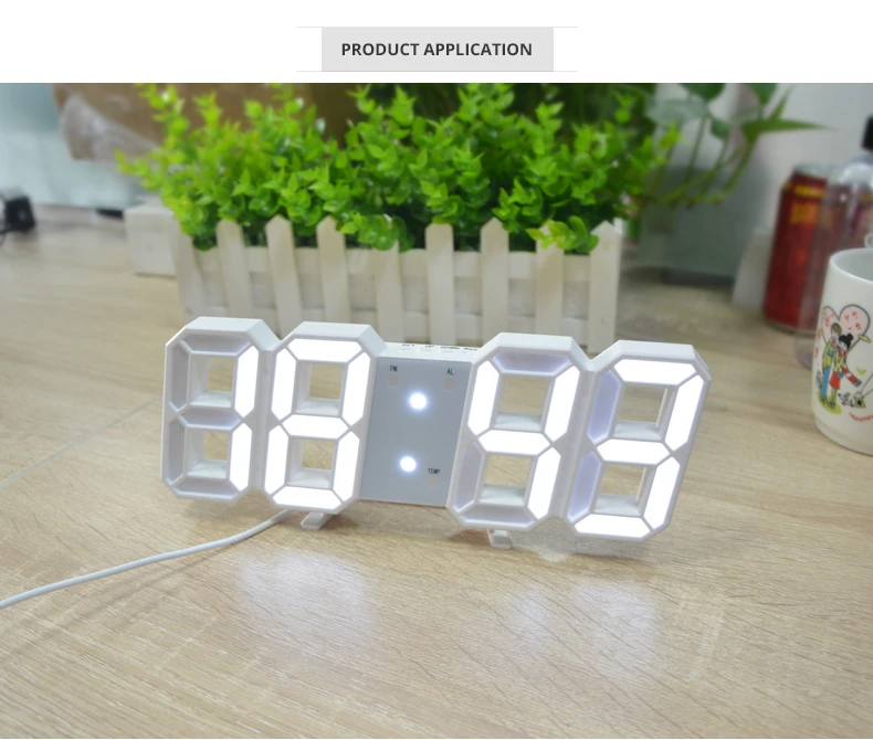 3D USB цифровой светодиодный Будильник 12 H/24 H дисплей Повтор часы светодиодный настенные часы настольные часы украшение дома ночной Светильник