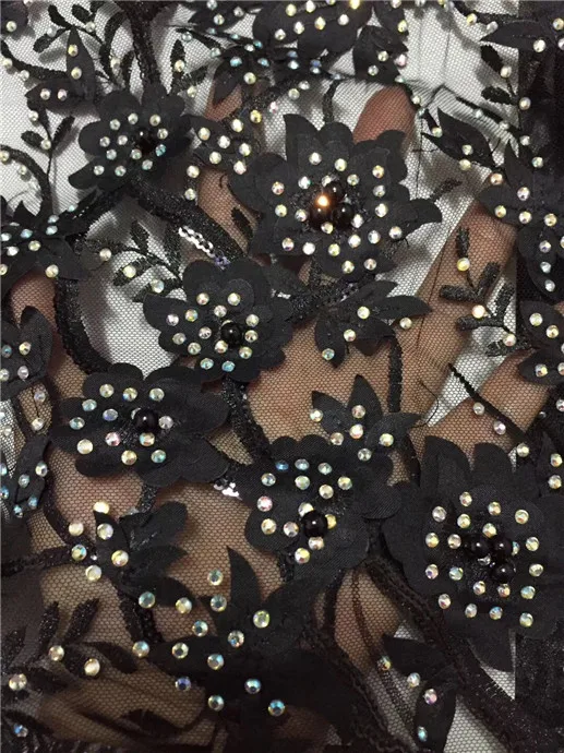 New african lace fabrics 5 yards french net with 3D Flower Stone embroidery nigerian wholesale for wedding party | Дом и сад