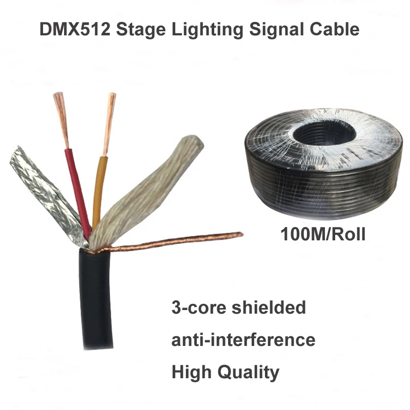 Черный 100 м/рулон DIY DMX512 сценический осветительный кабель для подключения