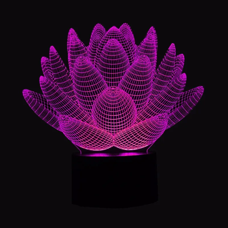Lotus 3D визуальная лампа Оптическая иллюзия светодиодный ночной Светильник восхитительный 7 цветов художественный сенсорный переключатель лампа Прямая поставка