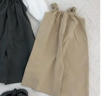 Beige Pants EnkeliBB/осенние свободные штаны и блузка для маленьких девочек комбинезоны для малышей в Корейском стиле милые штаны на подтяжках Осенние Комбинезоны для детей - Цвет: Beige Pants