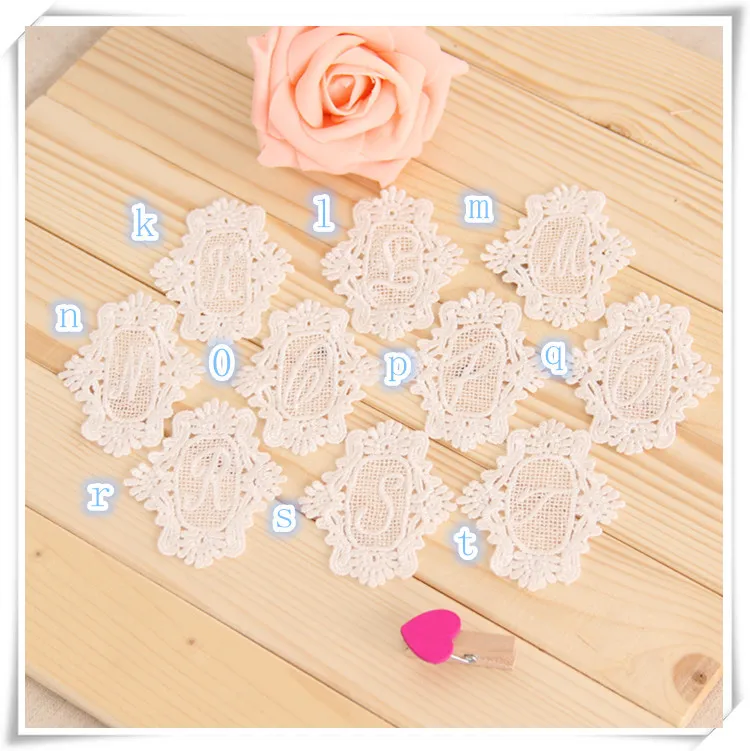 

26 PCS/LOT Handmade DIY Sew-On 100% Cotton Embroidery Venice Lace Applique Vintage Letter A-Z Patch