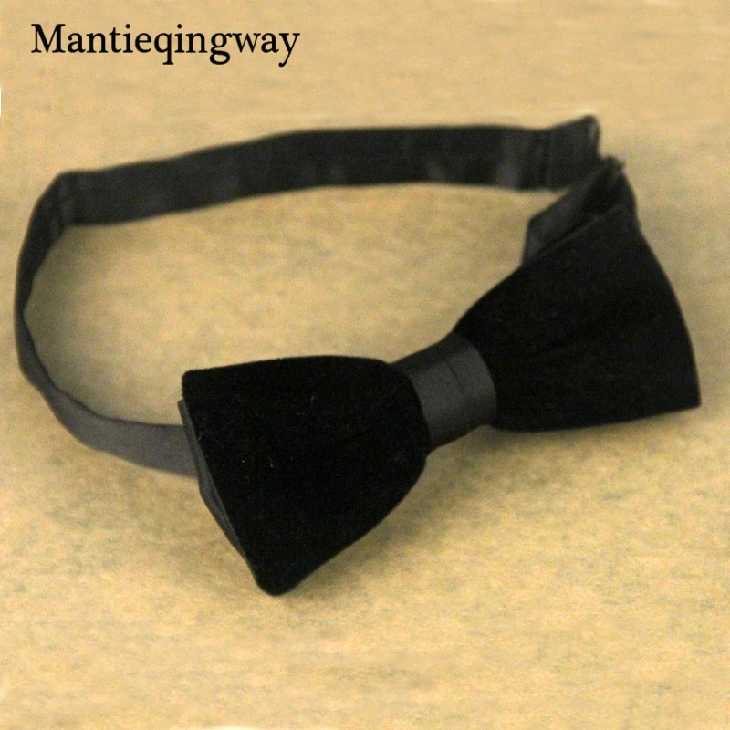 Мужские галстуки бабочки Mantieqingway вельветовые для свадьбы или однотонные черного