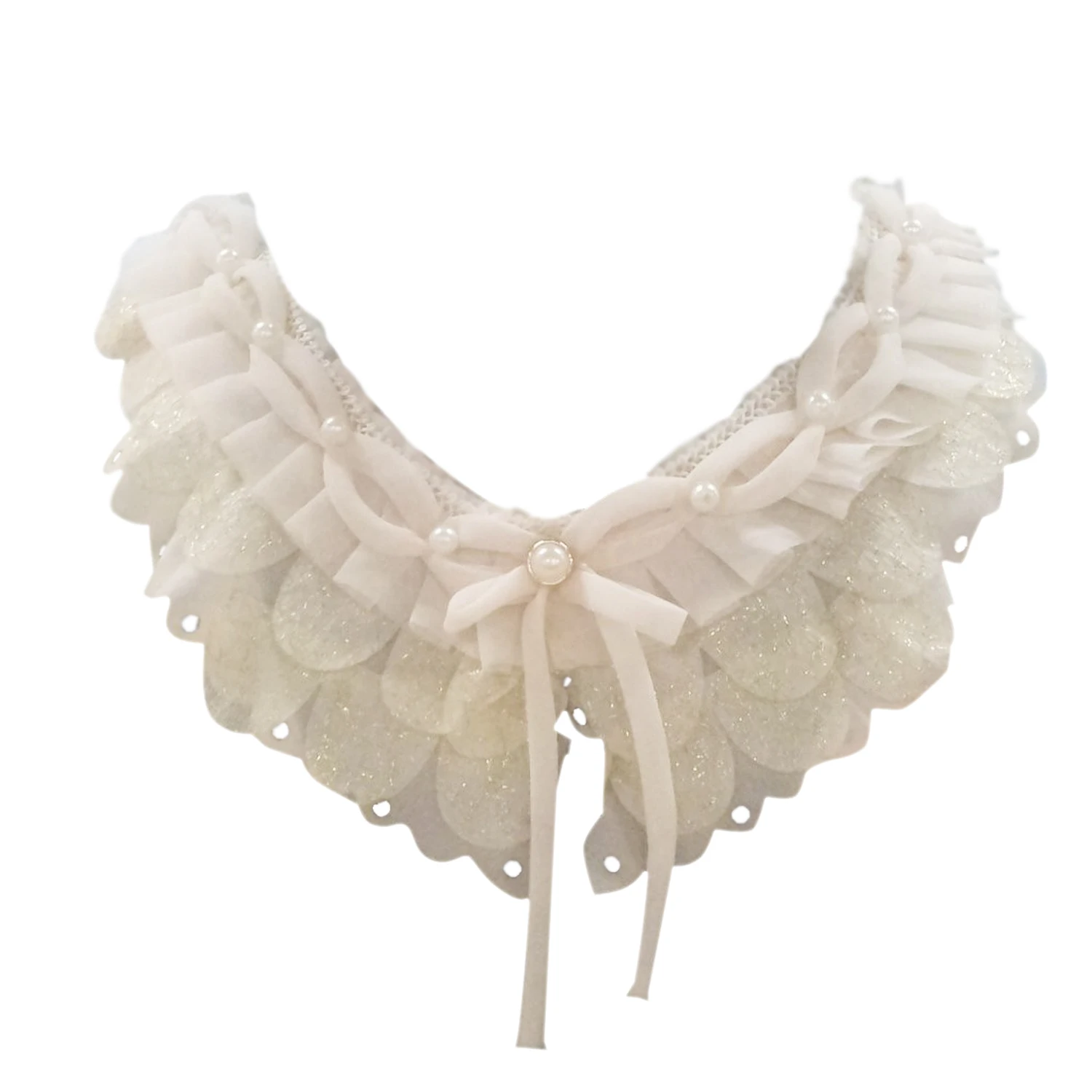 LHBL шампанское бант шифон кружева воротник Швейные Аппликации|lace collar|collar sewingchiffon