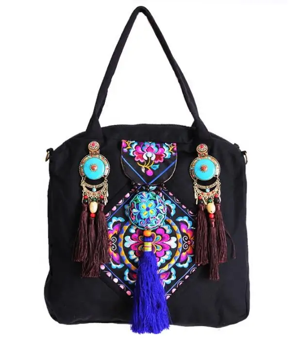 Китайский бренд женские большие сумки с цветочной вышивкой Hmong Boho этнические