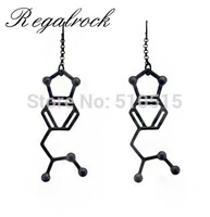 regalrock gothic black mda chemical molecule earring formula structure stud fashion hot ear pendant punk jewelry
