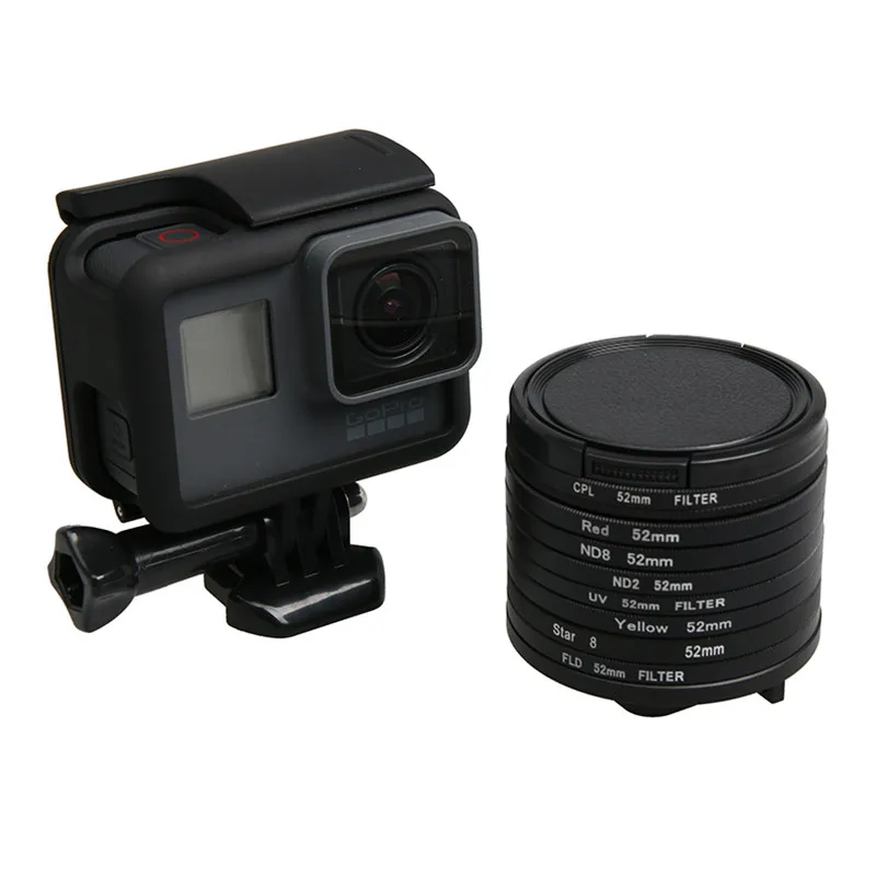 Go Pro 5 6 7 52Mm Uv Cpl Star Filter Glass Lens Cap Protector Ring Adapter For Gopro Hero Black Action Camera Accessories | Электроника