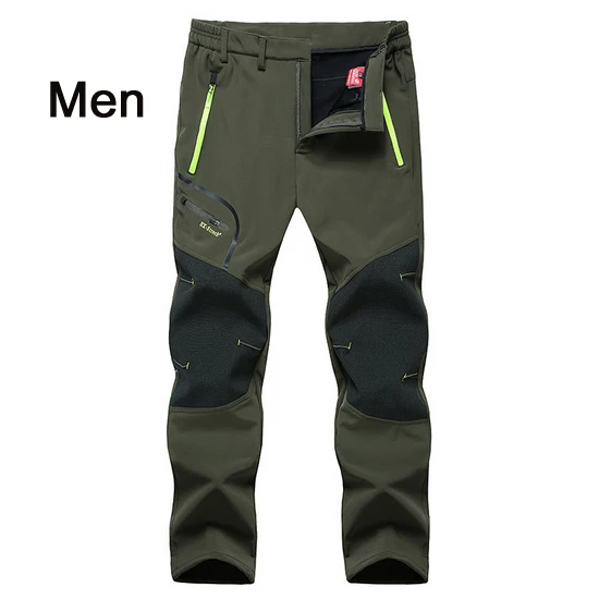 men army green LoClimb 7XL зимние походные брюки мужские водонепроницаемые флисовые брюки для альпинизма походные лыжные брюки AM205 - Цвет: men army green