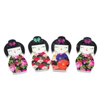 20pcs multicolors japanese doll shape wood sewing buttons 2 holes scrapbook ornaments clothing 3x1 5cm