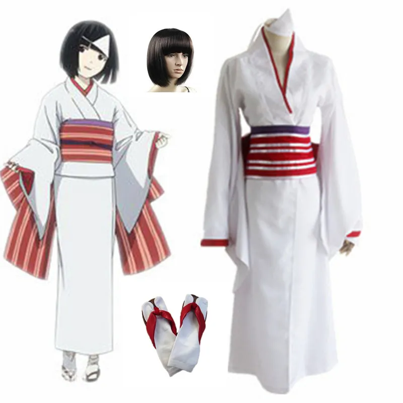 

Noragami Cosplay Yukine Costume kimono Suit white Printed bathrobe