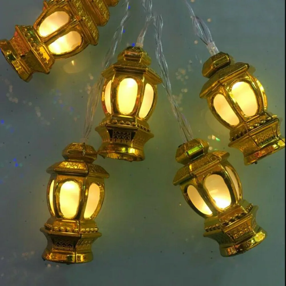 EID Ramadan Moon Party Decoration Islamic 10 LED/20led 1 65 M 3m Фонарь гирлянда яркая лампа золотой дом Fanoos