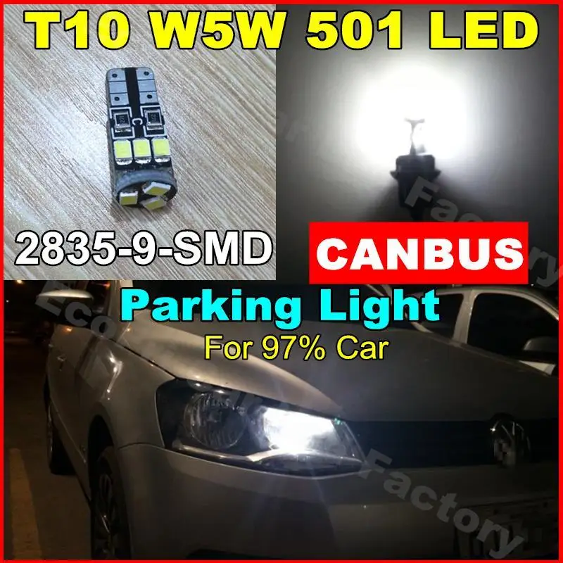 2x чистый белый автомобиль из светодиодов Canbus T10 W5W 9 2835 СМД лампы автомобили