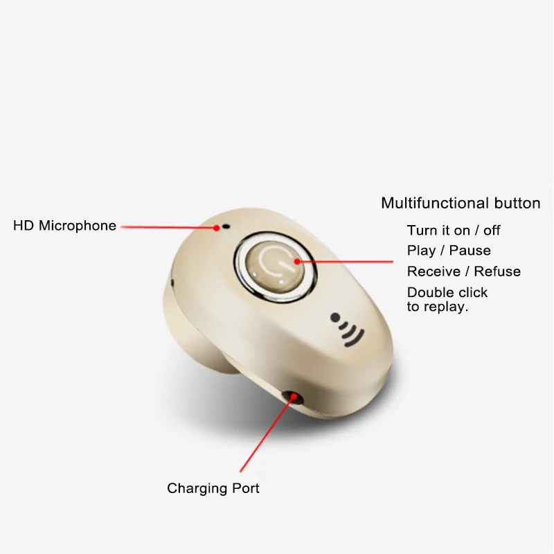 Мини Bluetooth наушники Nouvve S650 Спортивные Беспроводные гарнитура с микрофоном